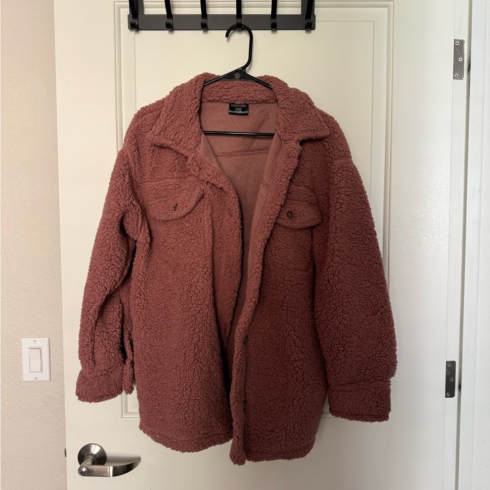 32 Degrees Brown Teddy Jacket Plush Oversized Design